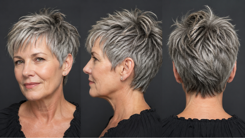 short hairstyles for women over 50 with layered bobs, pixie cuts, and volume styles