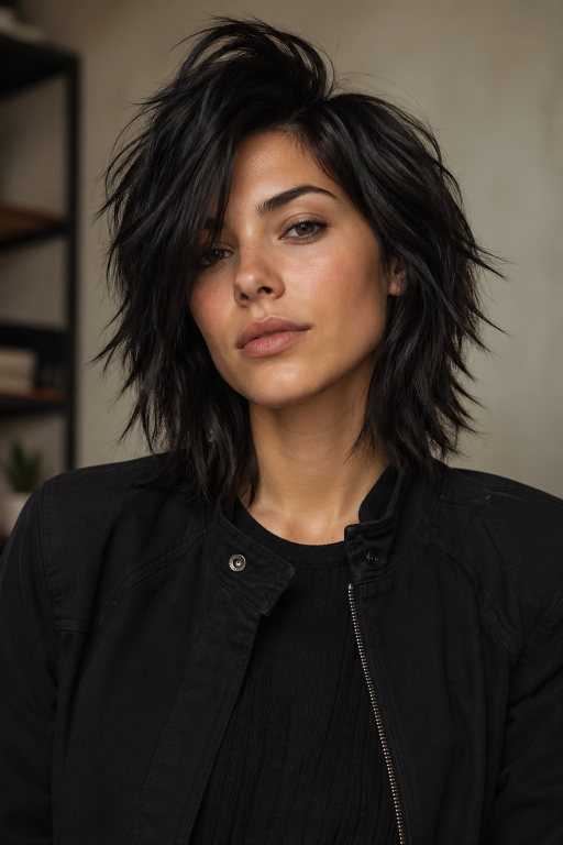 Medium shag hairstyle ideas with layered texture and face-framing volume for different hair types