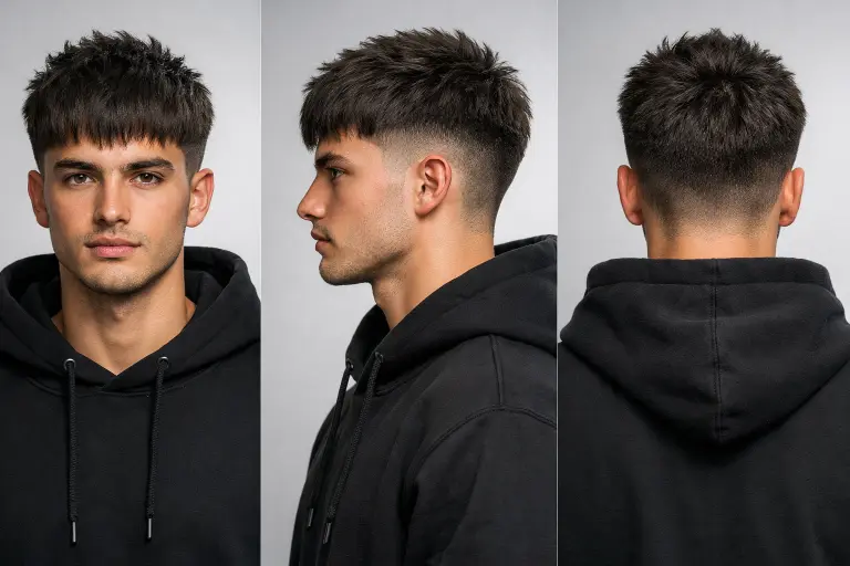 mid fade fluffy Edgar cut ideas with balanced fade, textured top, and defined fringe on medium density hair