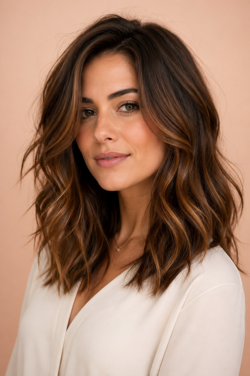 Tone-on-tone balayage brunettes showcasing soft, natural dimension with subtle highlights for a low-maintenance, polished look