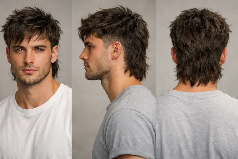 straight hair low taper fade mullet with smooth top and neatly blended longer back section