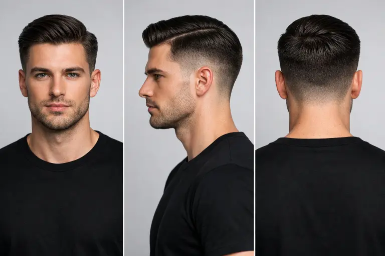 Wavy taper comb over fade style with natural waves, soft side part, and tapered sides creating a relaxed textured look