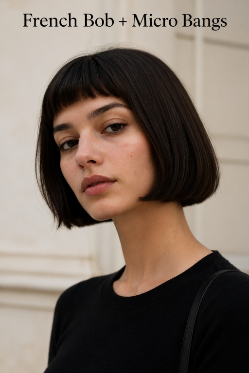 Thin fine hair makeover with soft layered bob and wispy bangs adding natural volume and face-framing shape