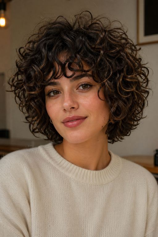 Short shag hairstyle with textured layers and modern volume for women