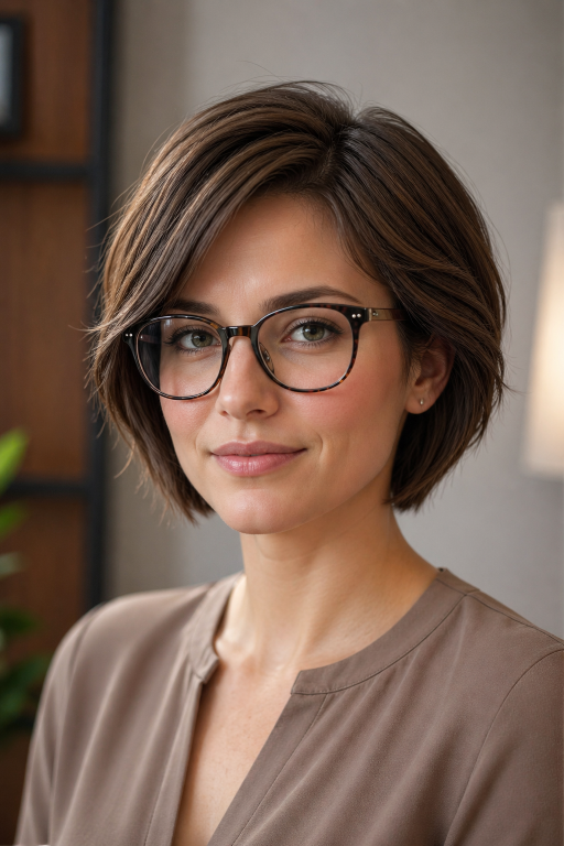 Short pixie haircut for women with glasses showing flattering modern styles for different face shapes