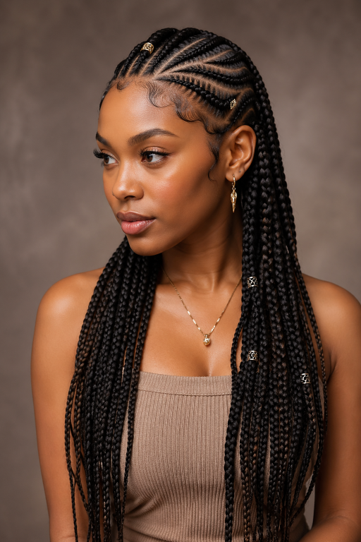 Braided hairstyles for Black women featuring box braids, knotless braids, and cornrows styled in versatile protective looks