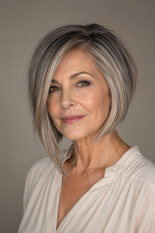 Choppy bob hairstyles for women over 60 showing layered, textured cuts that add volume and movement to aging hair