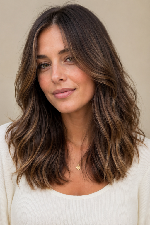 Tone-on-tone balayage brunettes showcasing soft, natural dimension with subtle highlights for a low-maintenance, polished look