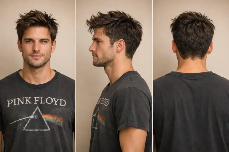 various blowout taper haircut styles for men showing different taper fades, hair lengths, and textures including curly, wavy, and straight hair with voluminous tops and clean sides