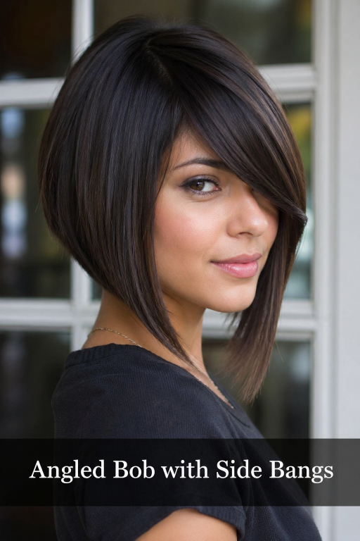 Thin fine hair makeover with soft layered bob and wispy bangs adding natural volume and face-framing shape