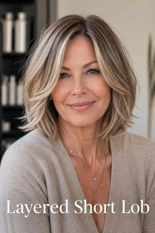 short hairstyles for women over 50 with layered bobs, pixie cuts, and volume styles
