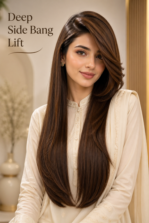 Bangs hairstyles for round faces featuring side-swept and curtain fringe that slim and frame soft facial features