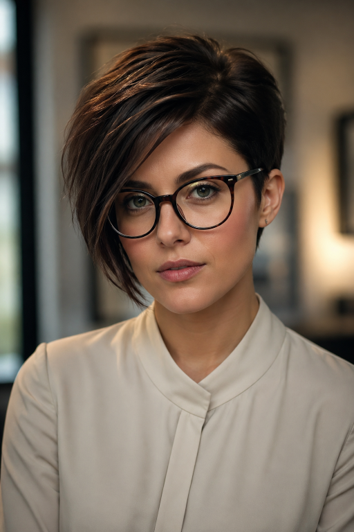 Short pixie haircut for women with glasses showing flattering modern styles for different face shapes