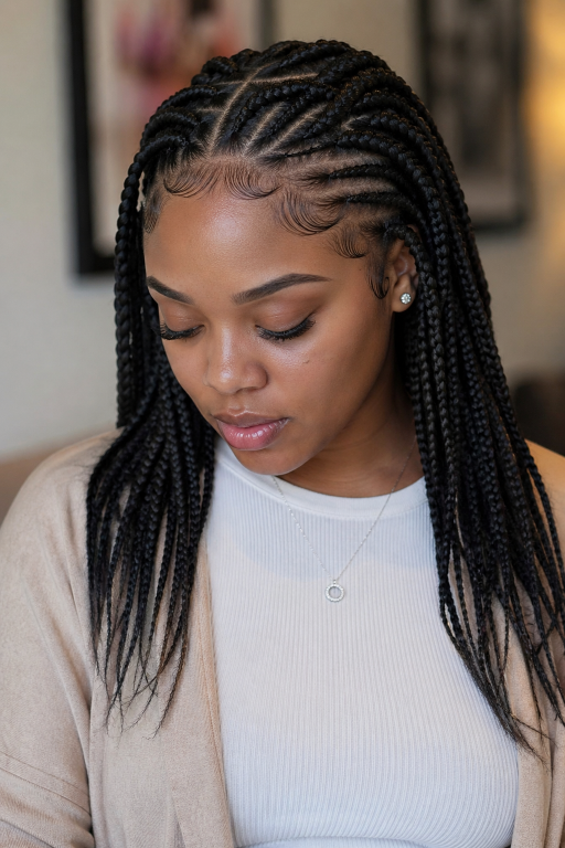Braided hairstyles for Black women featuring box braids, knotless braids, and cornrows styled in versatile protective looks