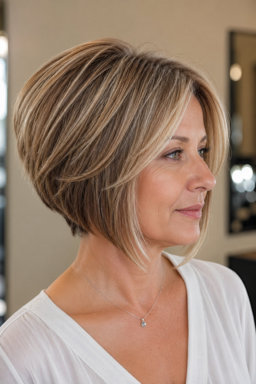 Hairstyles for women over 40 with thin fine hair showing volume-boosting cuts like layered bobs, pixies, and textured styles for fuller-looking hair