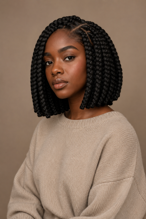 Bob braids hairstyles in various lengths and styles showcasing versatile, low-maintenance braided looks for different face shapes and hair types