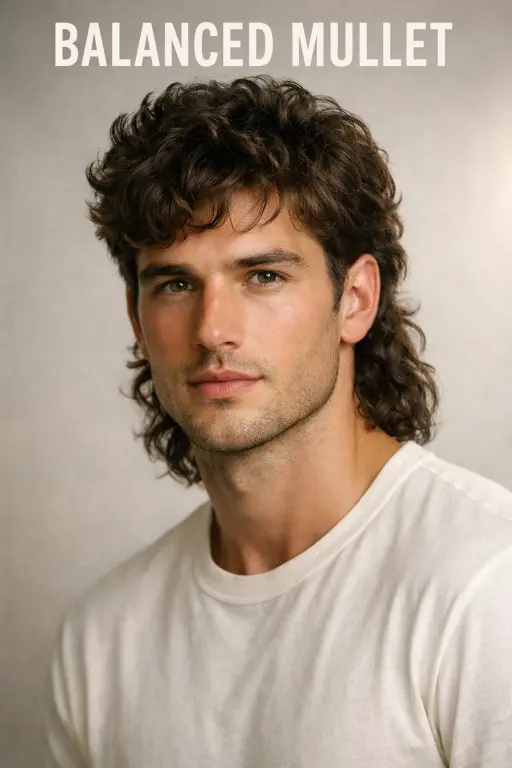 different curly mullet haircuts for men showing fade, taper, and textured styles with natural curls and varied lengths