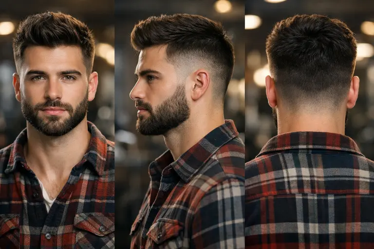 clean mid drop taper fade haircut with natural blend around the ear and neckline, styled top showing modern versatile men’s hairstyle