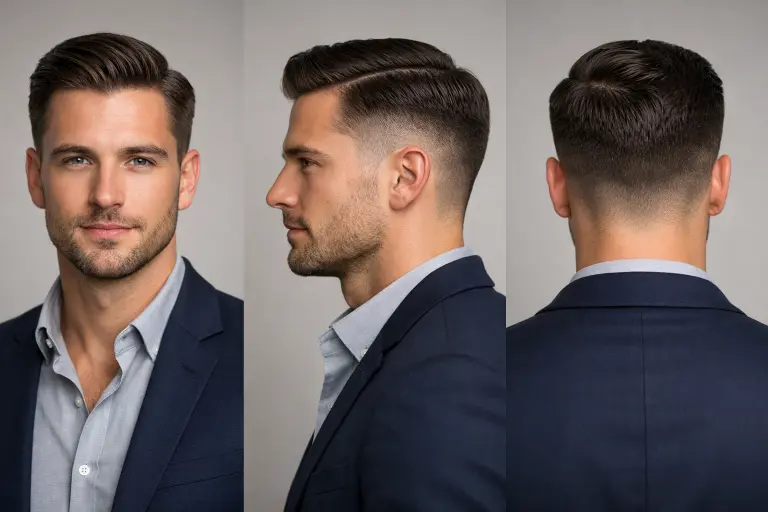 clean high taper fade short hair styles on men with sharp sides and short textured top showing modern barber finish