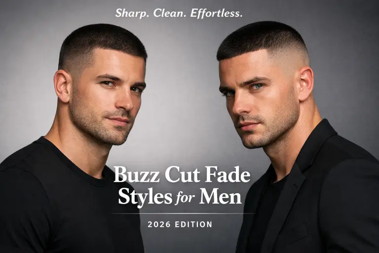 clean buzz cut fade styles for men showing low, mid, and high fades with short textured top on different hair types