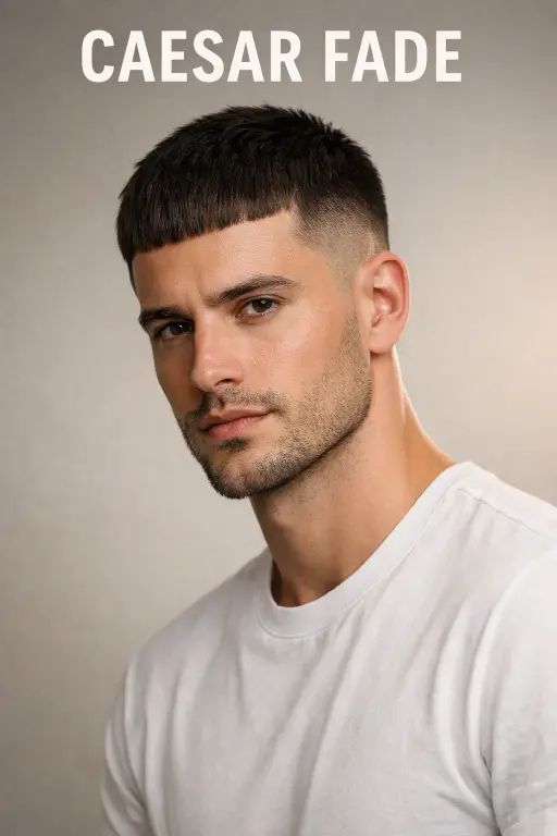 clean mid drop taper fade haircut with natural blend around the ear and neckline, styled top showing modern versatile men’s hairstyle