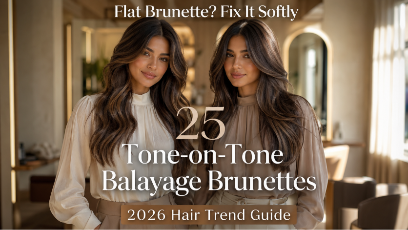 Tone-on-tone balayage brunettes showcasing soft, natural dimension with subtle highlights for a low-maintenance, polished look