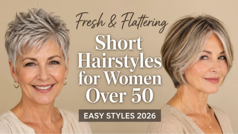 short hairstyles for women over 50 with layered bobs, pixie cuts, and volume styles