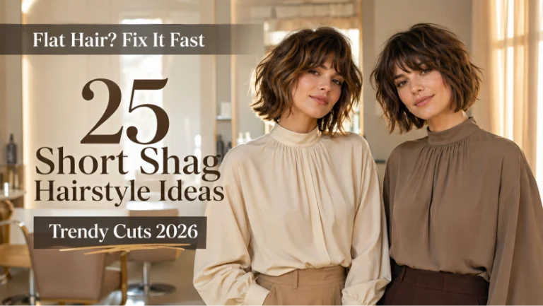 Short shag hairstyle with textured layers and modern volume for women