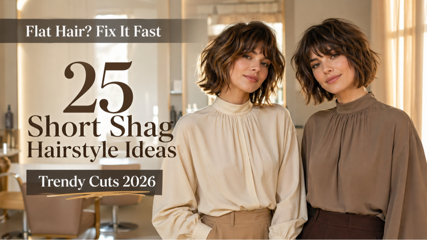 Short shag hairstyle with textured layers and modern volume for women