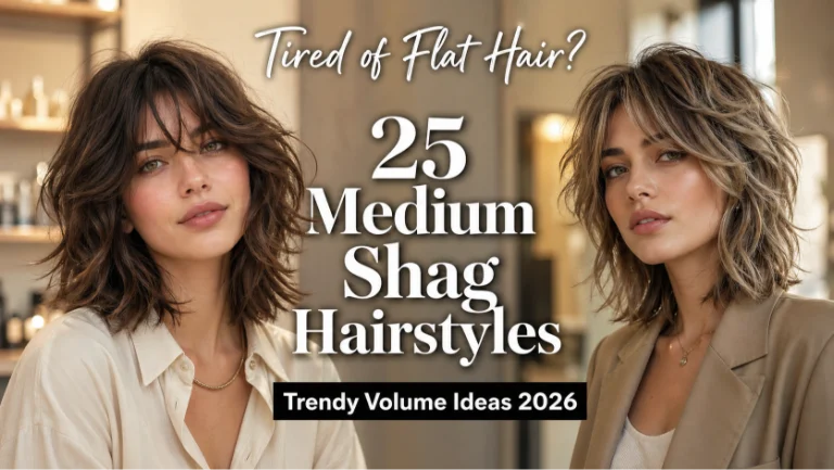 Medium shag hairstyle ideas with layered texture and face-framing volume for different hair types