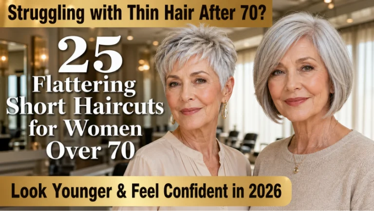 Short haircuts for women over 70 featuring layered pixie, soft bob, and easy low-maintenance styles for thinning hair