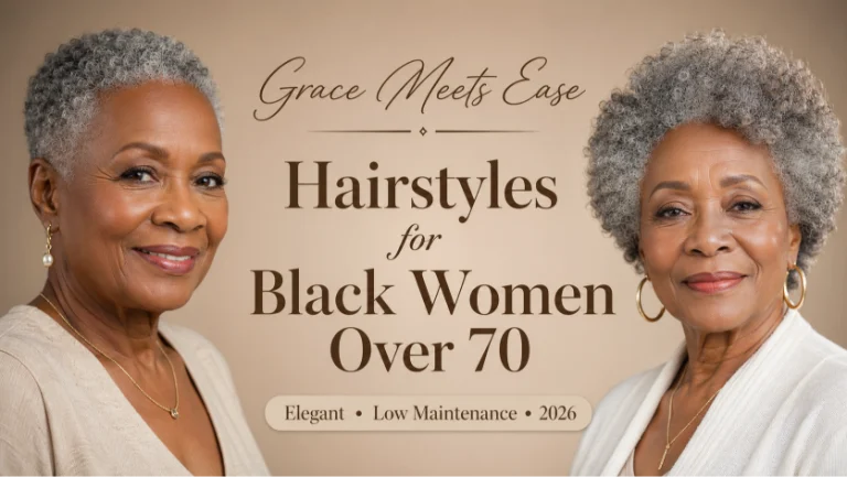 Hairstyles for Black women over 70 featuring short, natural, curly, and low-maintenance elegant looks