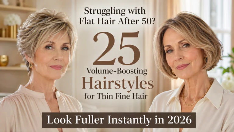 Hairstyles for women over 50 with thin fine hair showing layered bobs and pixie cuts that add volume and fullness