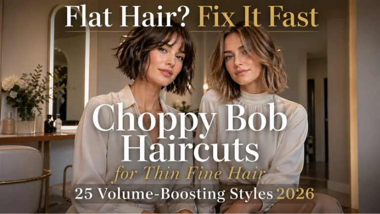 Choppy bob haircut for thin fine hair with textured layers adding natural volume and movement