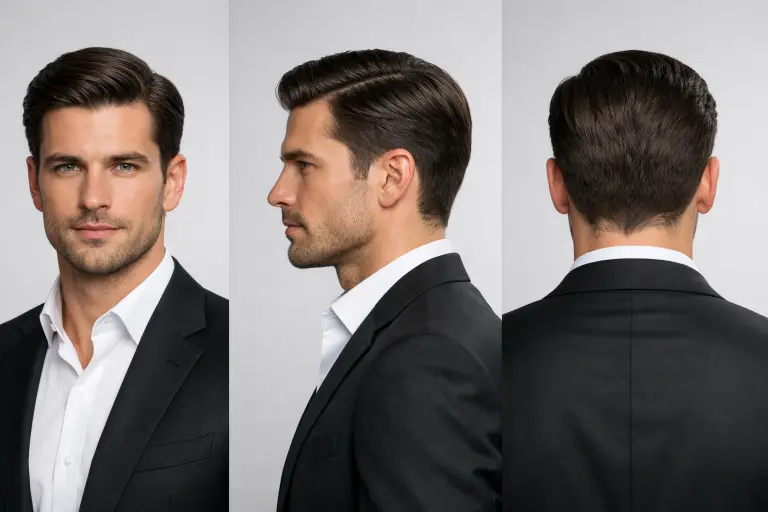 : A variety of side part haircuts for men featuring fades, undercuts, and textured styles on different hair types and lengths