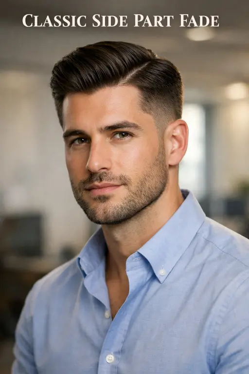 clean mid drop taper fade haircut with natural blend around the ear and neckline, styled top showing modern versatile men’s hairstyle