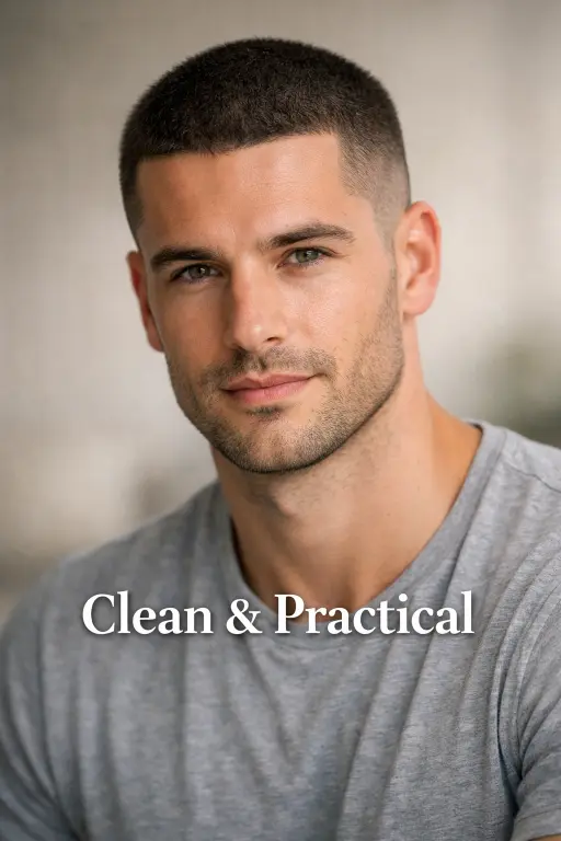 clean buzz cut fade styles for men showing low, mid, and high fades with short textured top on different hair types