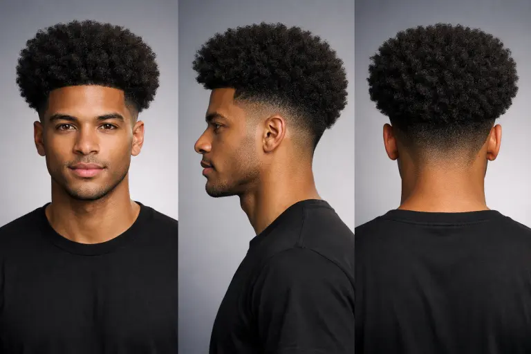 High taper fade long hairstyles for men featuring clean faded sides with long textured hair on top styled in different modern looks