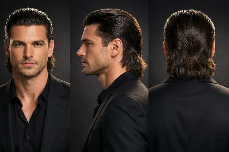 modern low taper mullet hairstyle with clean tapered sides and longer textured back on straight hair