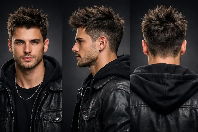 man with low taper fade messy top hairstyle featuring textured medium-length hair and clean tapered sides