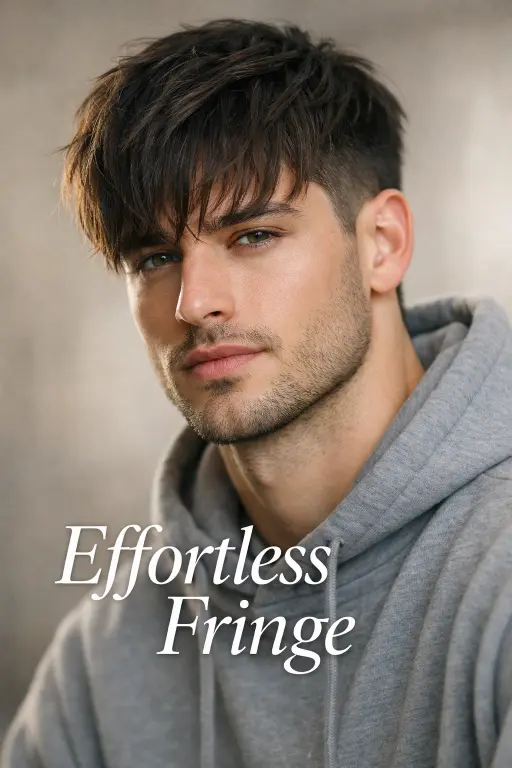 man with low taper fade messy top hairstyle featuring textured medium-length hair and clean tapered sides