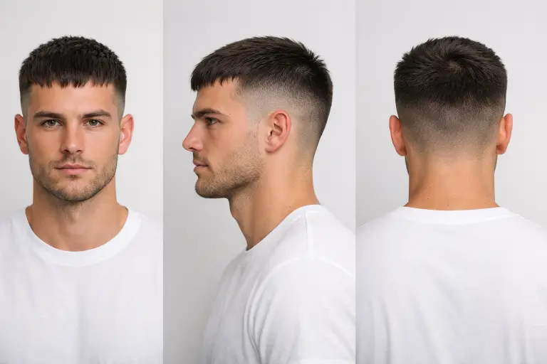 variety of high fade haircuts for men showing different styles, textures, and top lengths with clean faded sides