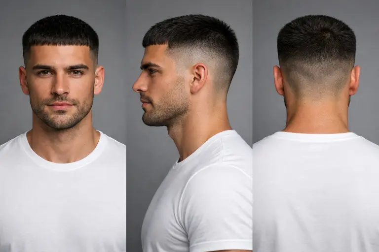 clean high taper fade short hair styles on men with sharp sides and short textured top showing modern barber finish