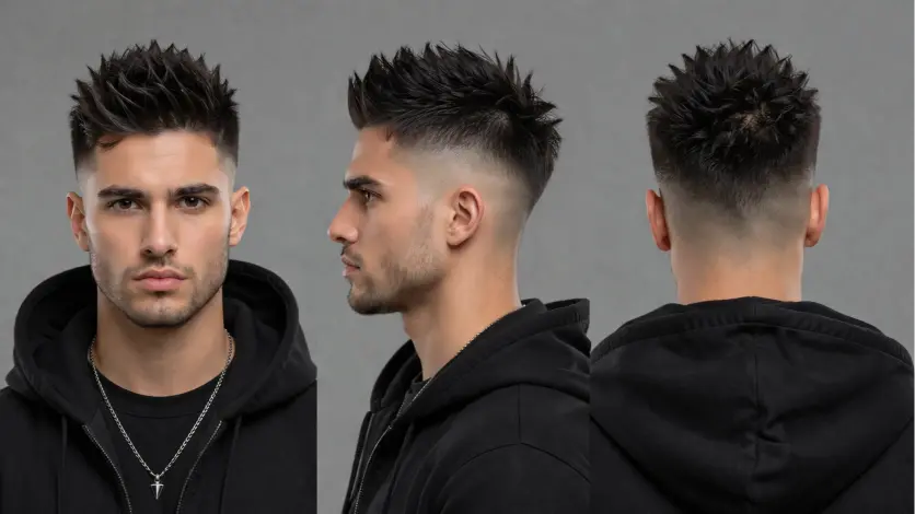 variety of high fade haircuts for men showing different styles, textures, and top lengths with clean faded sides