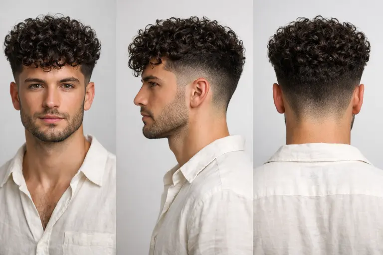 High taper fade long hairstyles for men featuring clean faded sides with long textured hair on top styled in different modern looks