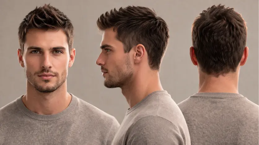 Collection of faux hawk haircuts for men showing different lengths, fades, and textures with volume styled through the center