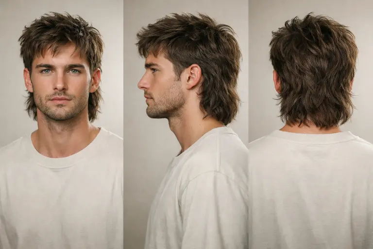 modern low taper mullet hairstyle with clean tapered sides and longer textured back on straight hair