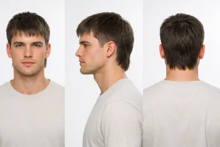 modern low taper mullet hairstyle with clean tapered sides and longer textured back on straight hair