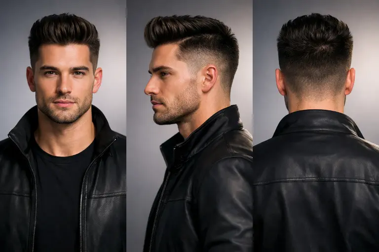 Collection of high taper fade short haircuts for men showing clean fades, textured tops, and modern short styles for different hair types