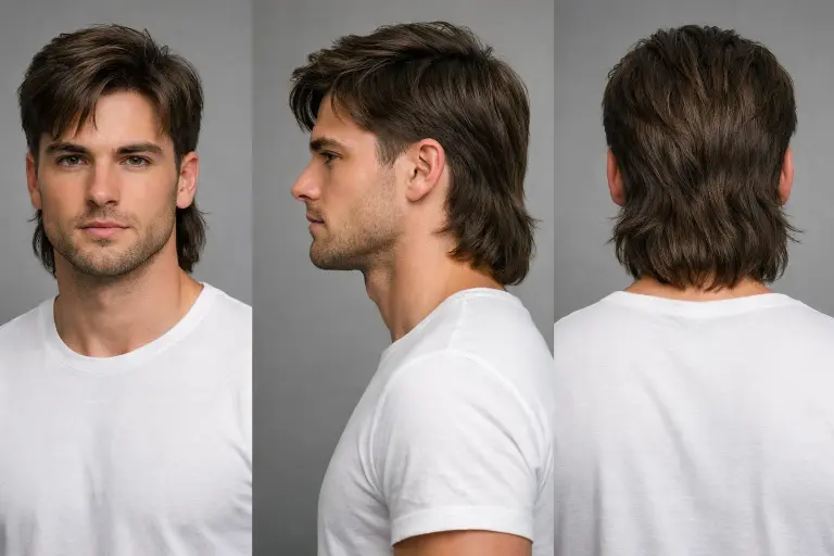 modern low taper mullet hairstyle with clean tapered sides and longer textured back on straight hair